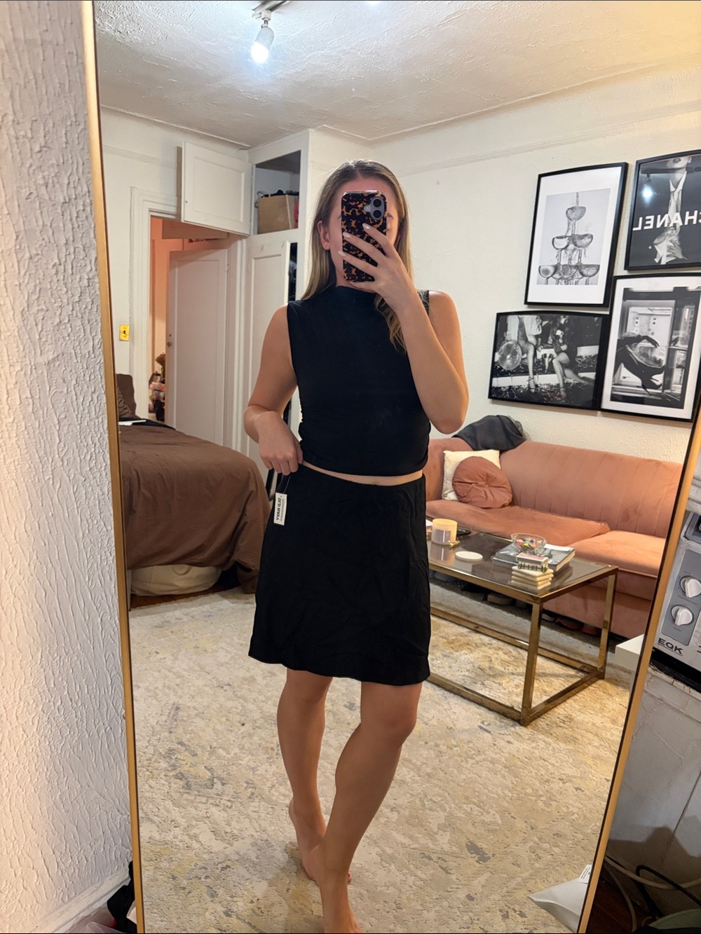 Black Flowy Mini Skirt